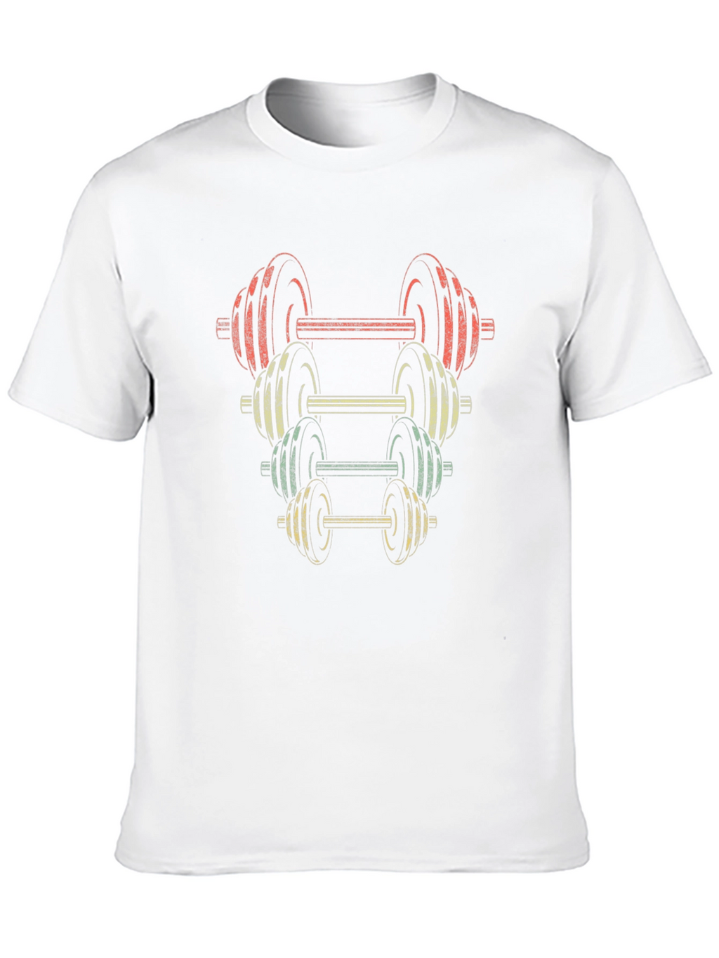 Retro Dumbbell Stack Graphic T-Shirt - Fitness Apparel
