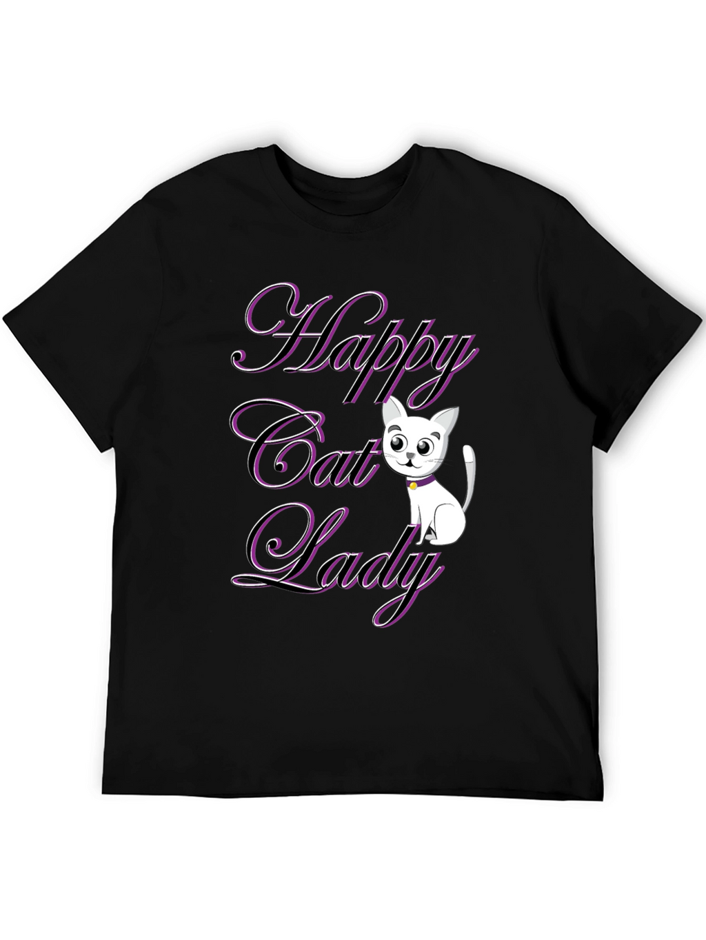 Happy Cat Lady T-Shirt - Black