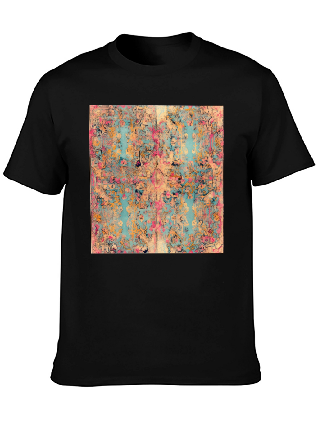 Floral Abstract Print Black T-Shirt