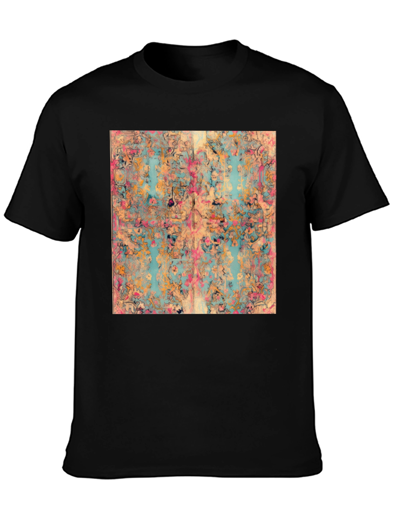 Floral Abstract Print Black T-Shirt