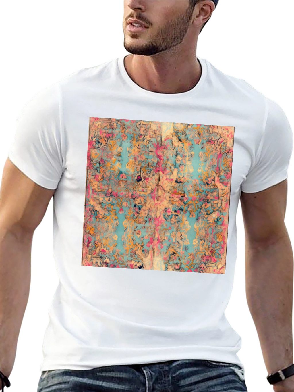 Floral Abstract Print Black T-Shirt
