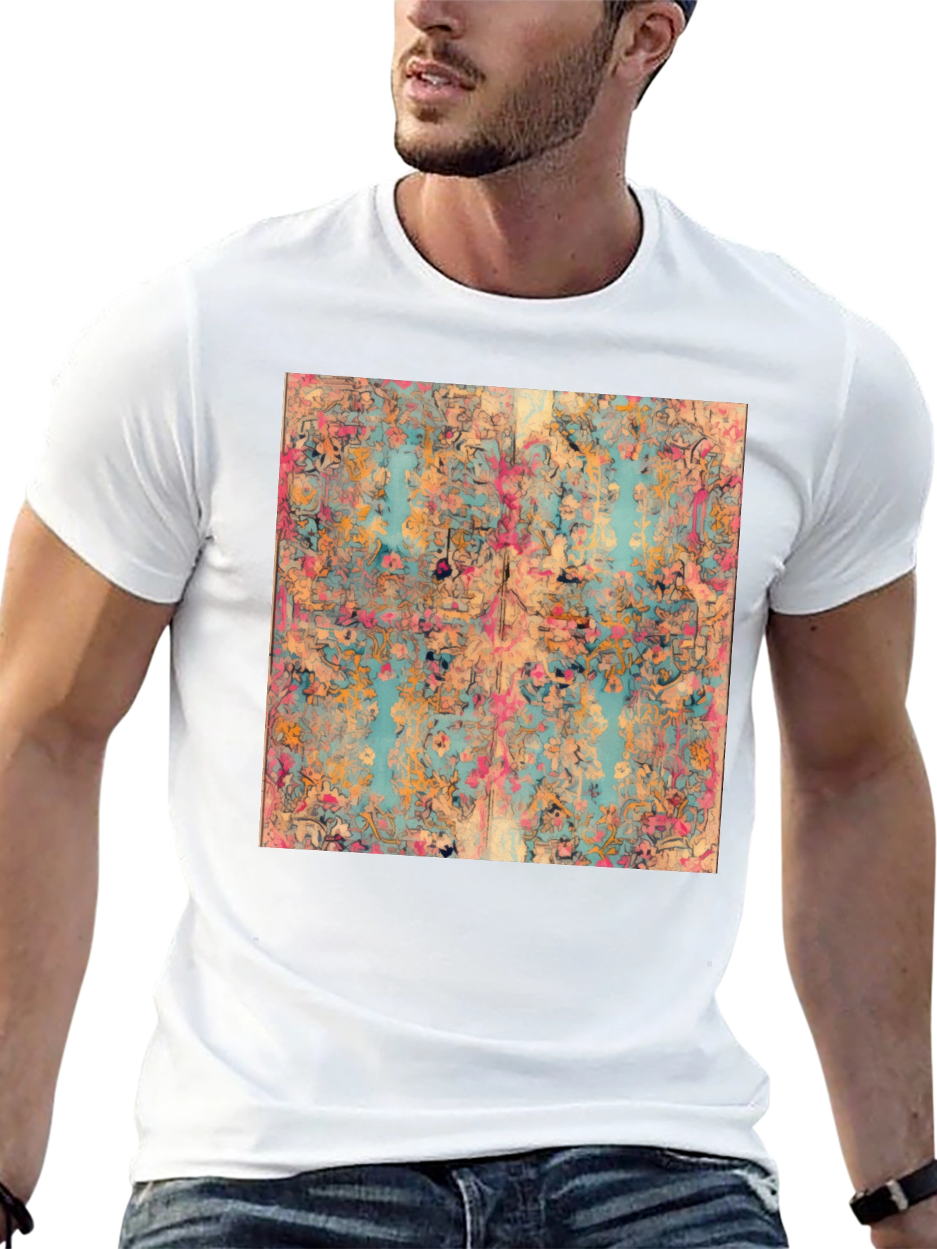 Floral Abstract Print Black T-Shirt