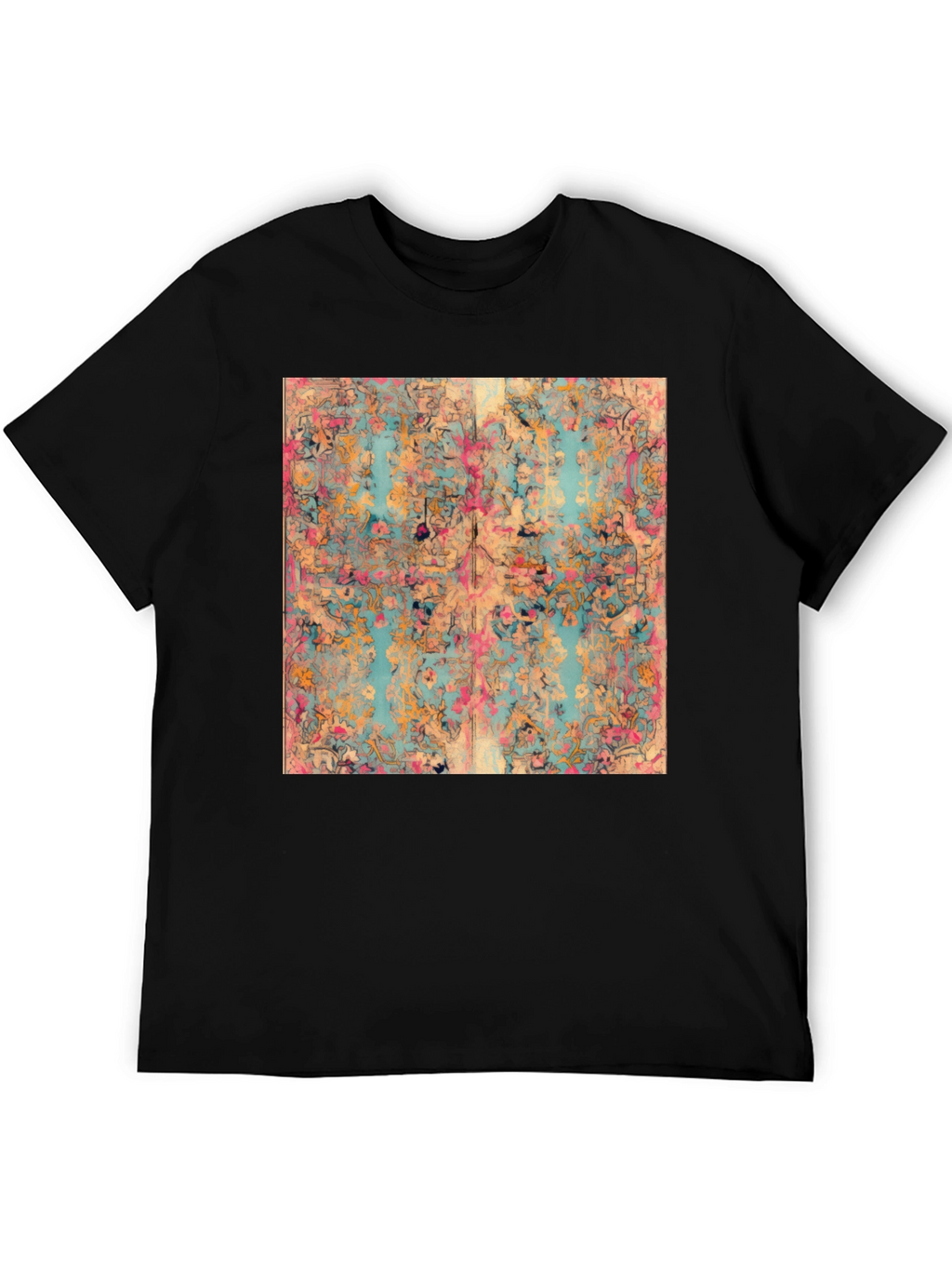 Floral Abstract Print Black T-Shirt