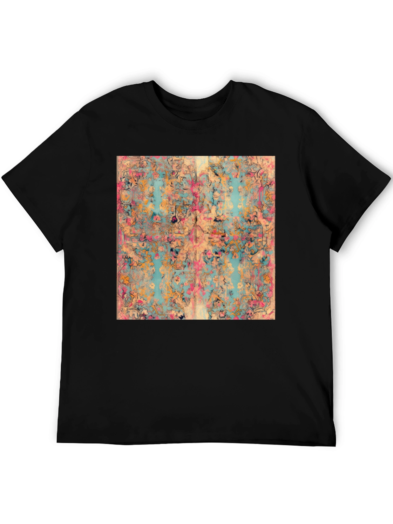 Floral Abstract Print Black T-Shirt