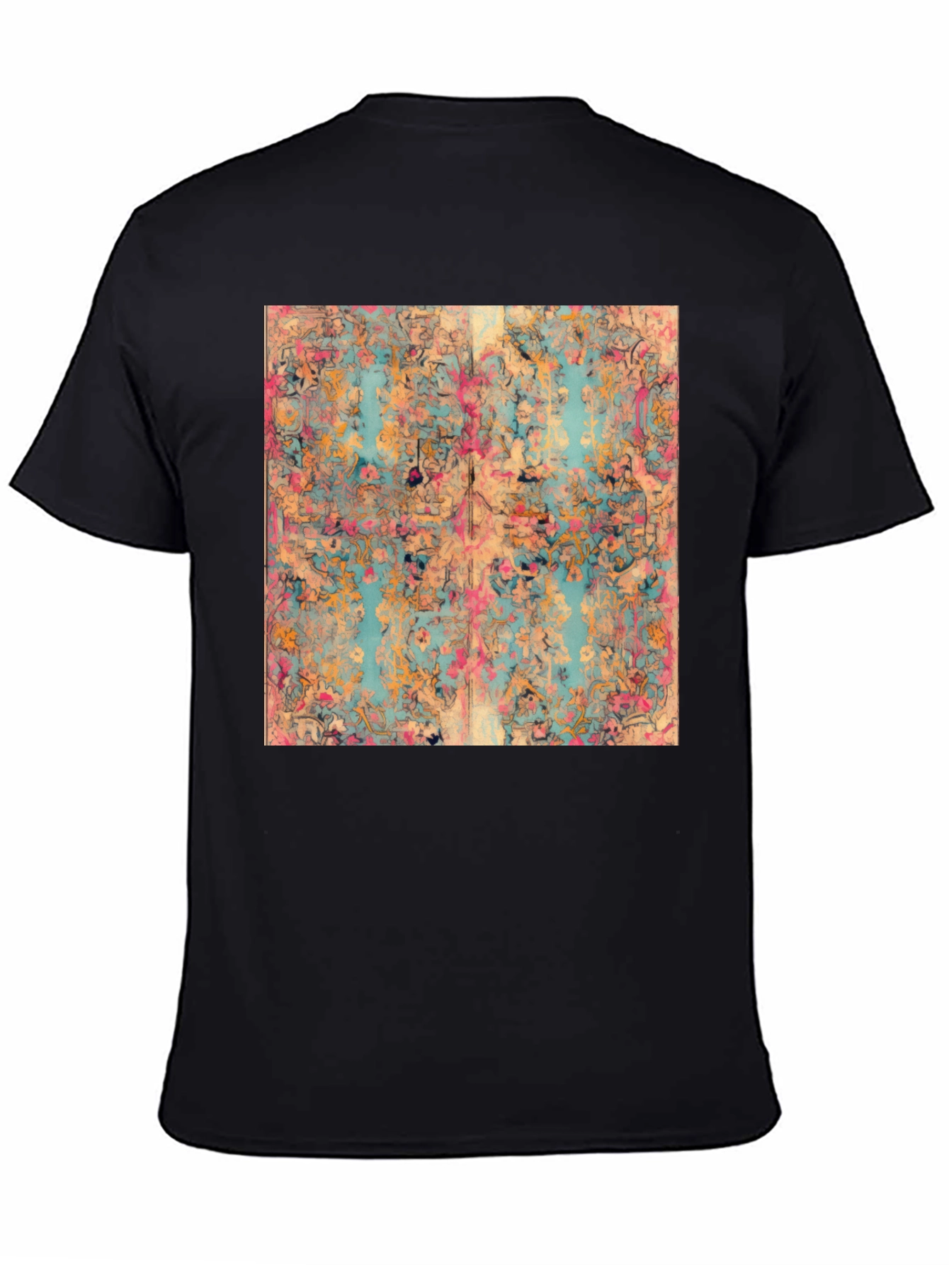 Floral Abstract Print Black T-Shirt