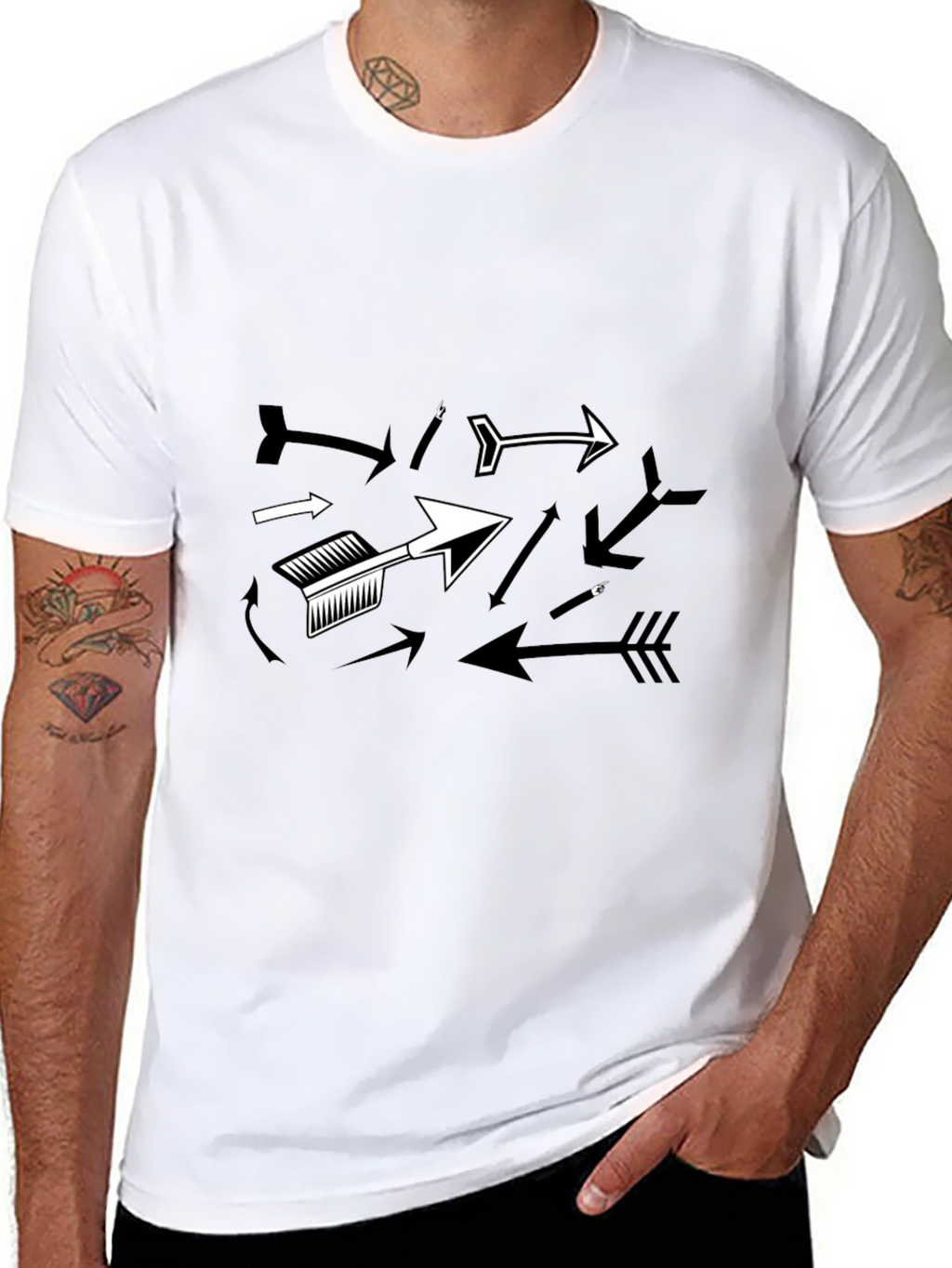 Arrow Graphic T-Shirt - Black Casual Tee