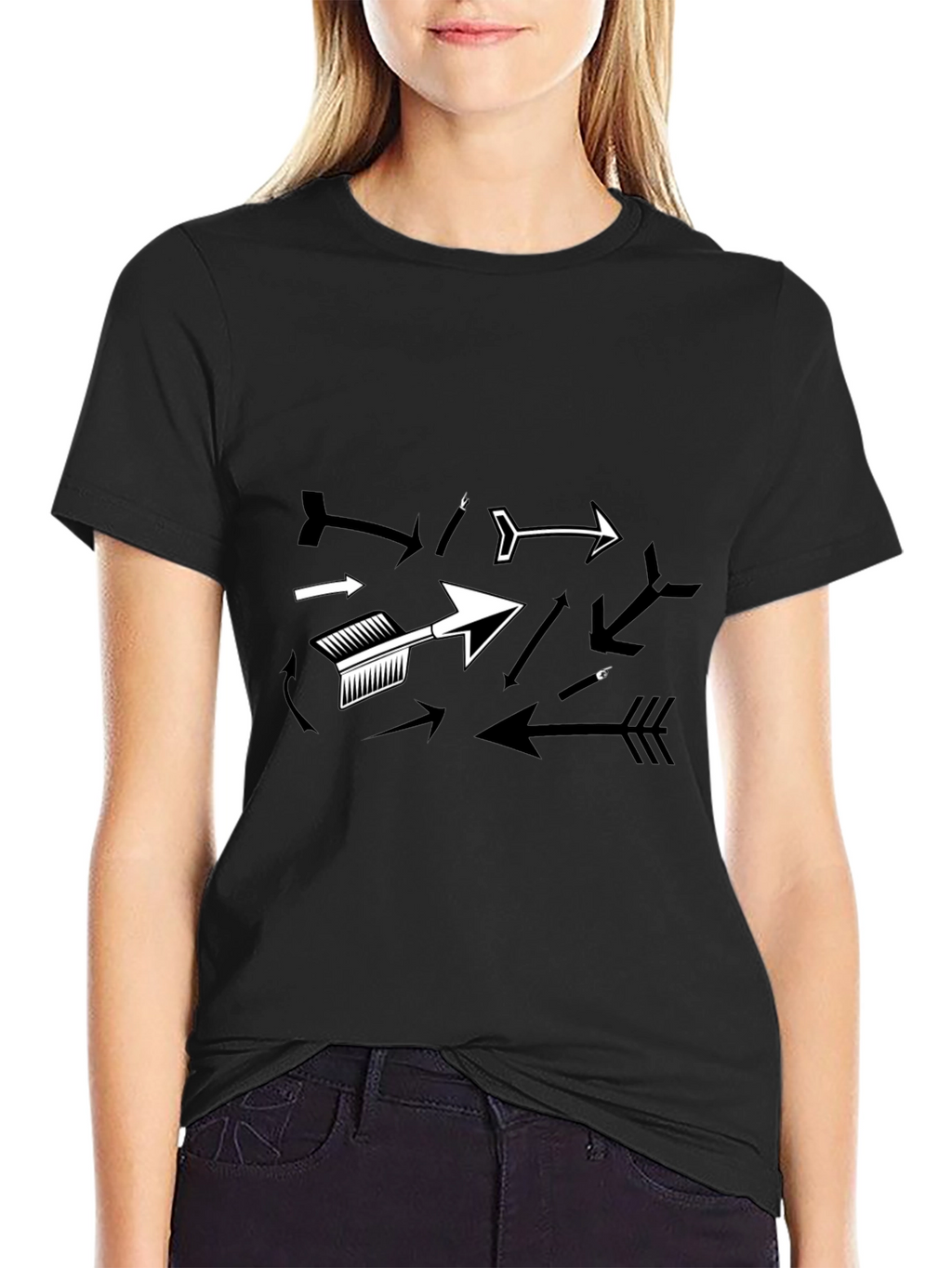 Arrow Graphic T-Shirt - Black Casual Tee