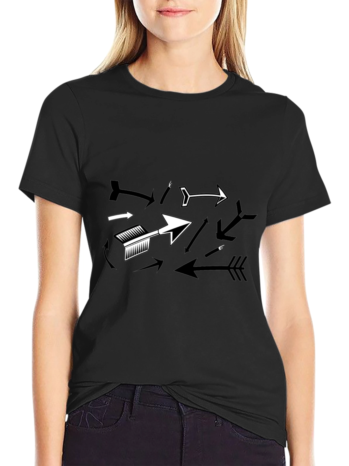 Arrow Graphic T-Shirt - Black Casual Tee