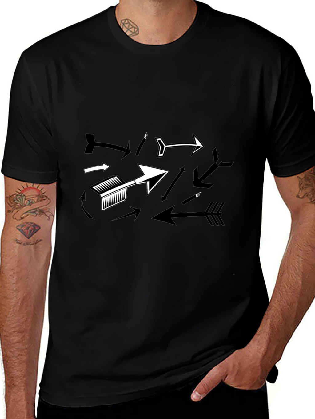 Arrow Graphic T-Shirt - Black Casual Tee