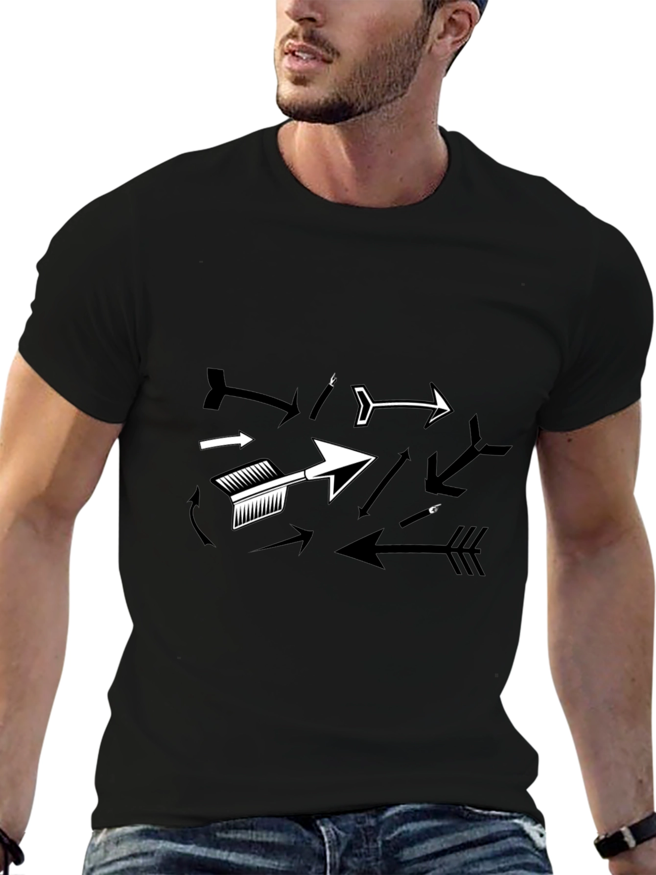 Arrow Graphic T-Shirt - Black Casual Tee