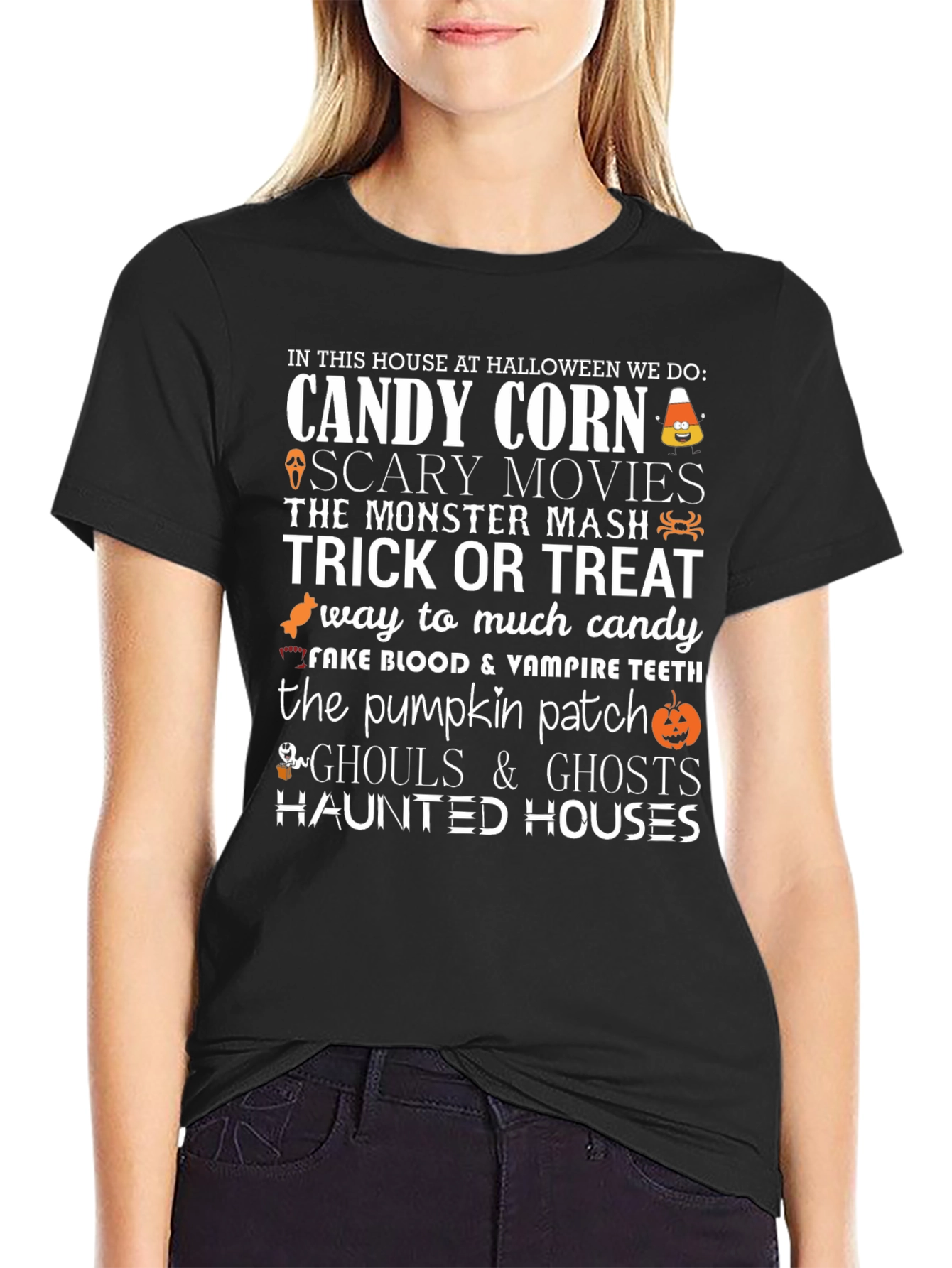 Halloween T-Shirt: Candy Corn Scary Movies Trick or Treat