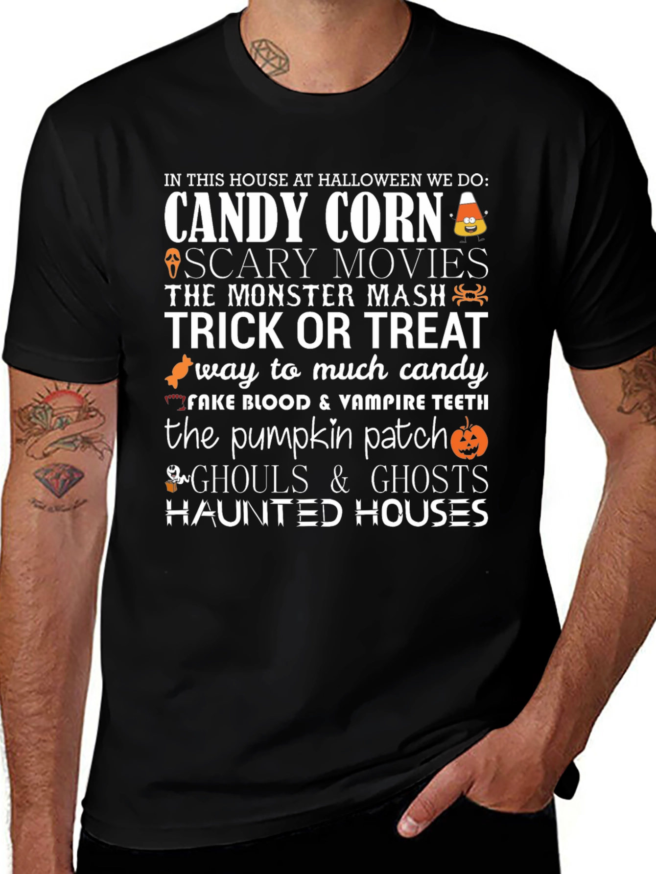 Halloween T-Shirt: Candy Corn Scary Movies Trick or Treat