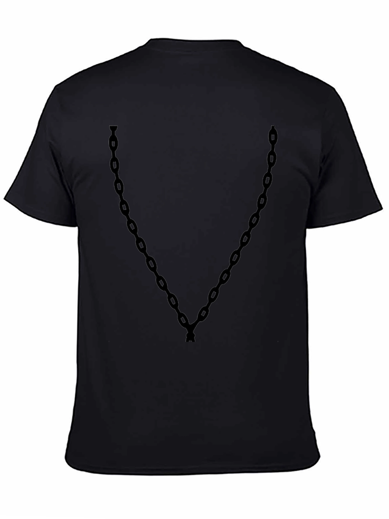 Mens Black Chain Print Graphic Tee