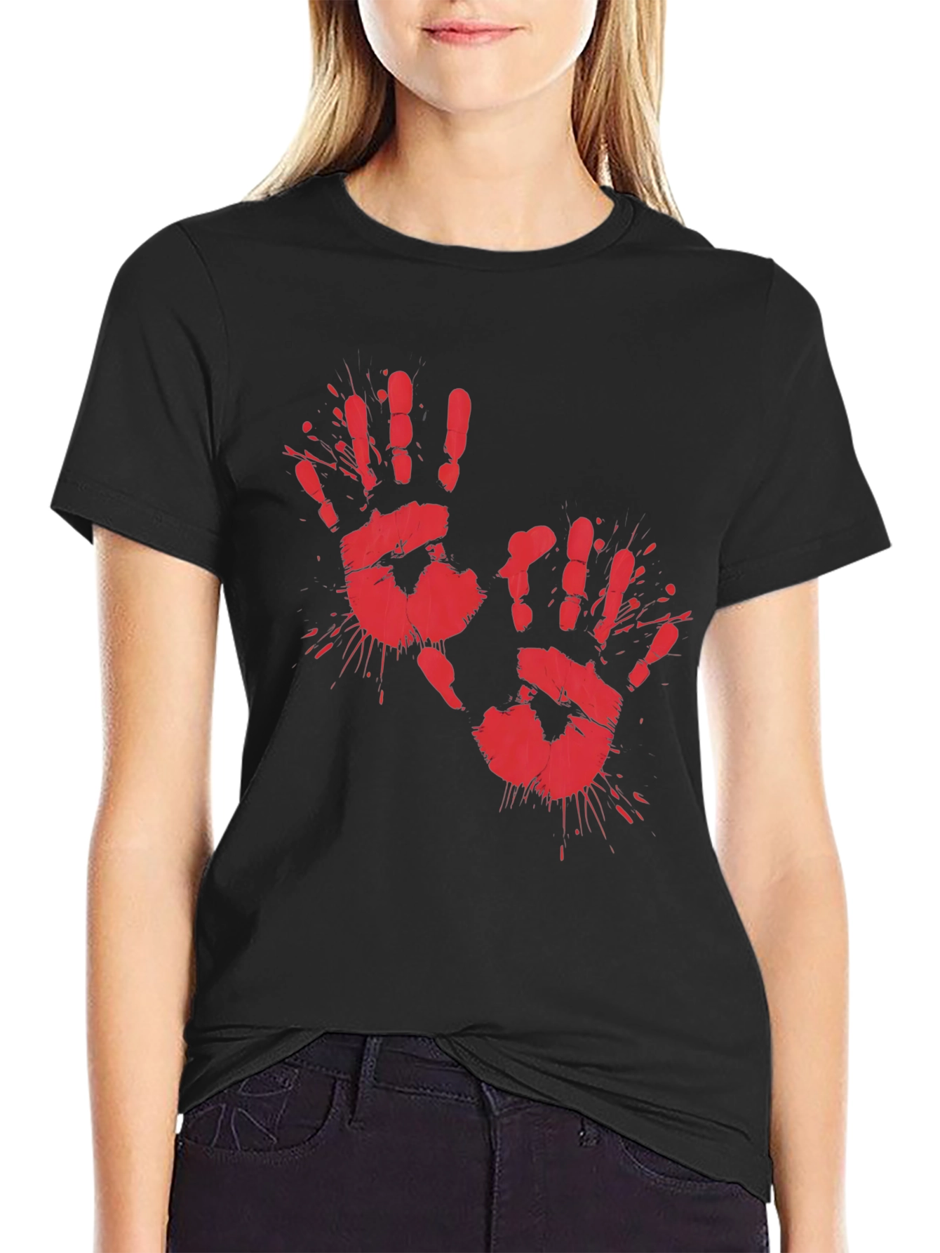 Bloody Handprint Graphic Tee - Halloween