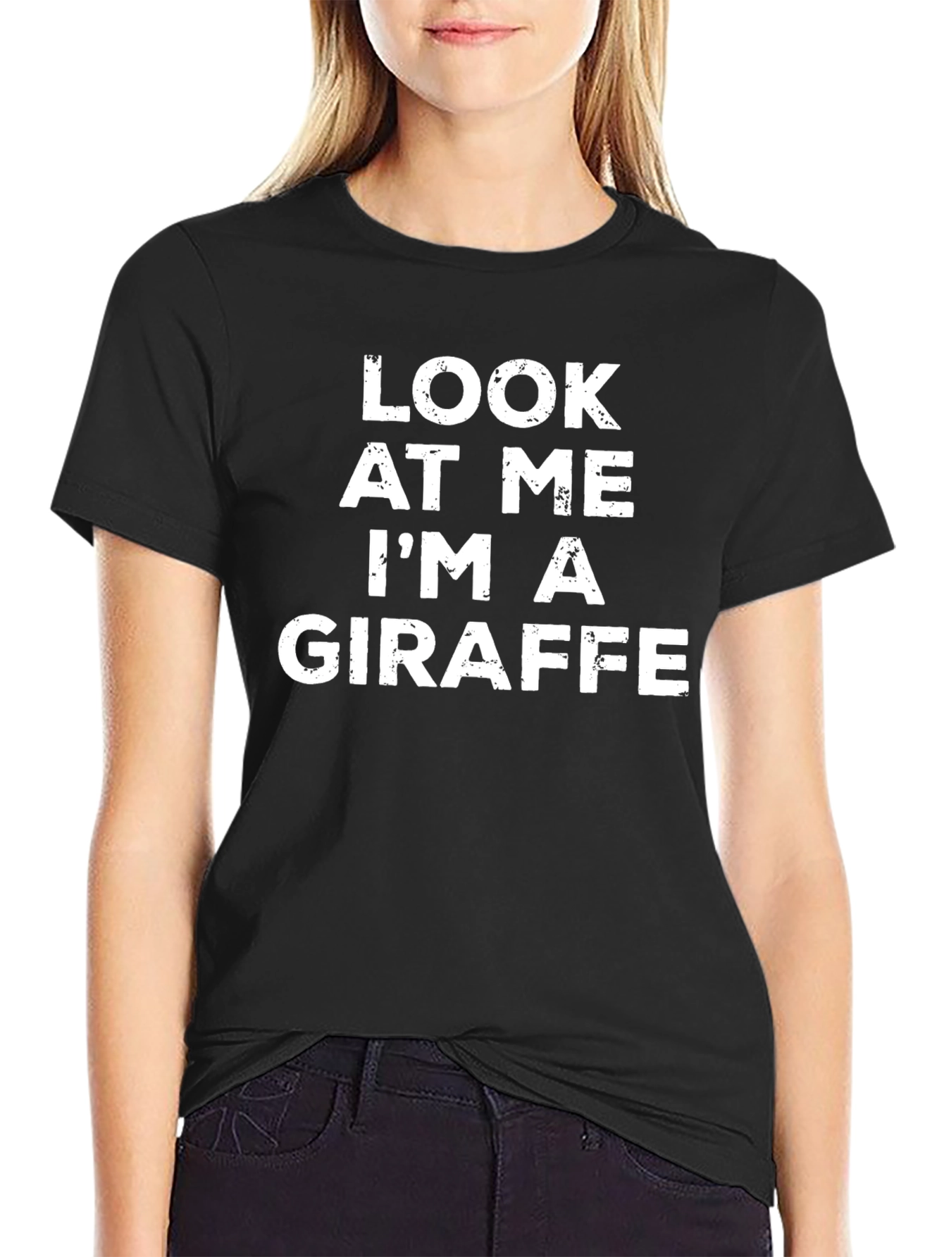 Look At Me Im A Giraffe Black T-Shirt