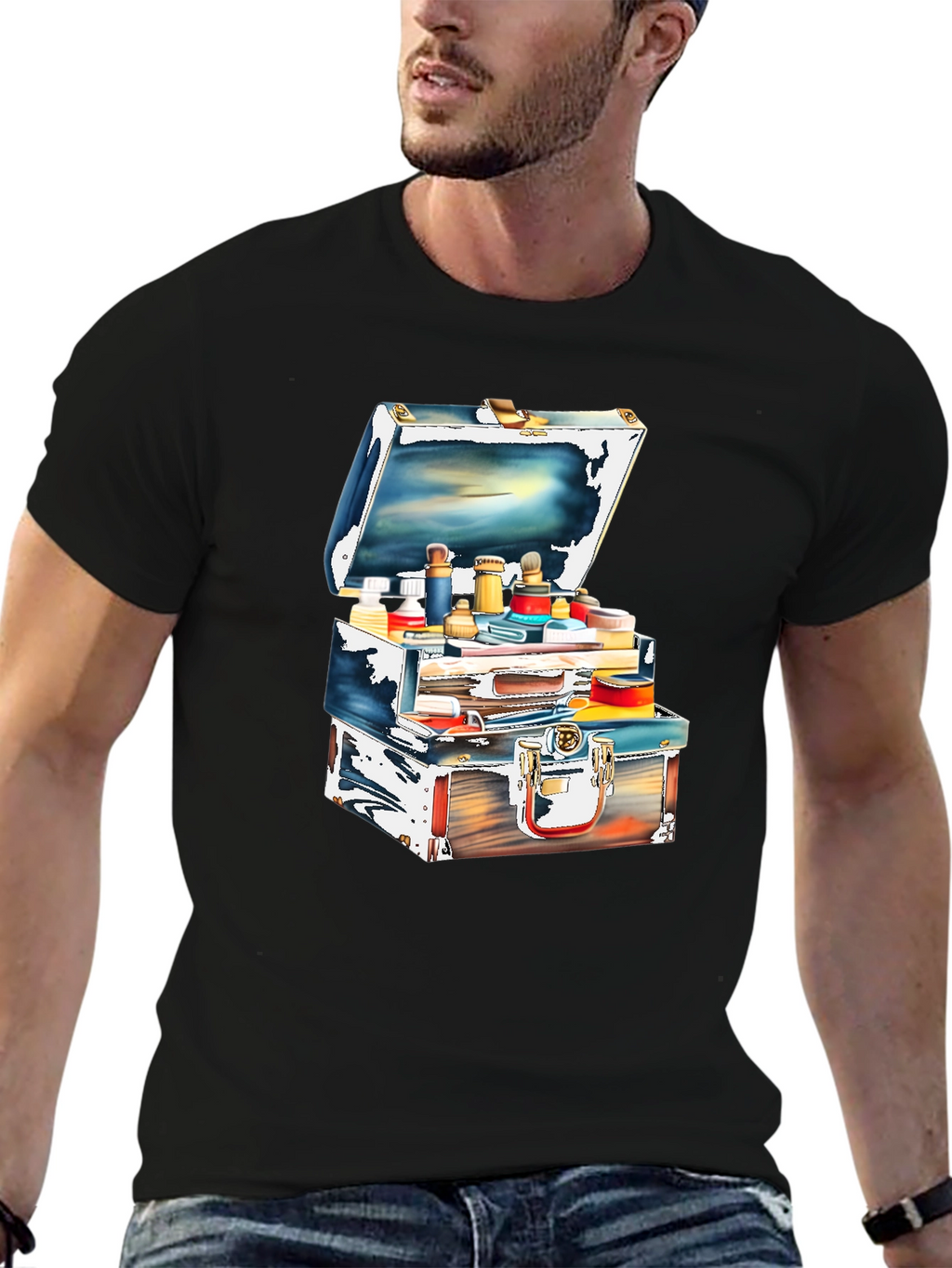 Unique Suitcase Illustration Graphic T-Shirt