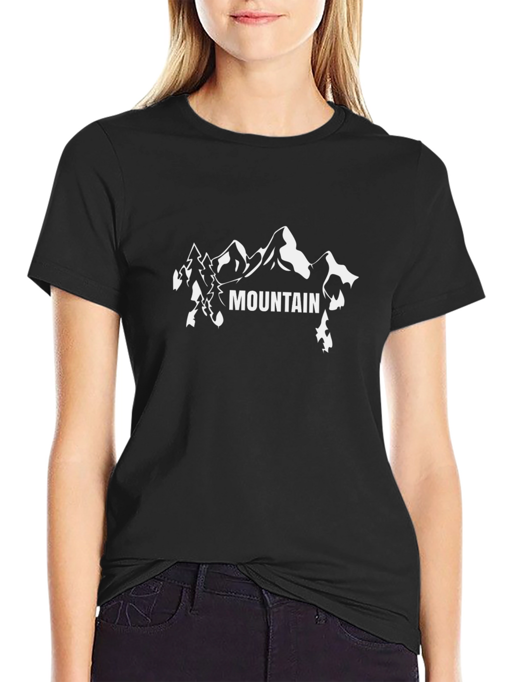 Mountain Graphic Tee - Black Cotton T-Shirt