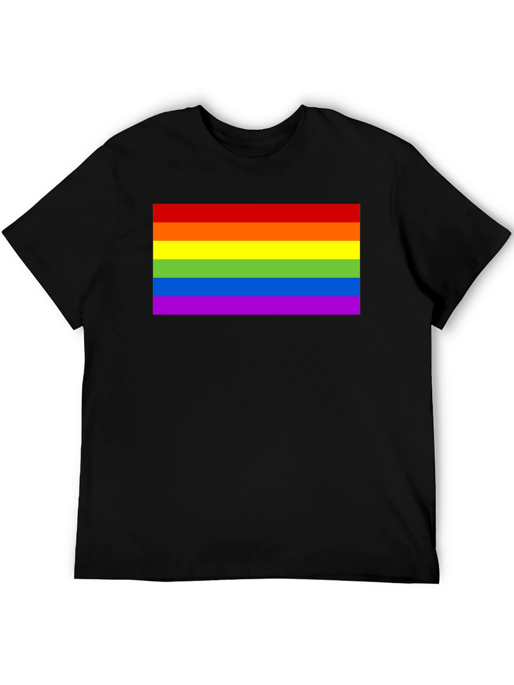 Pride Rainbow Flag Graphic Tee - Black Cotton T-Shirt