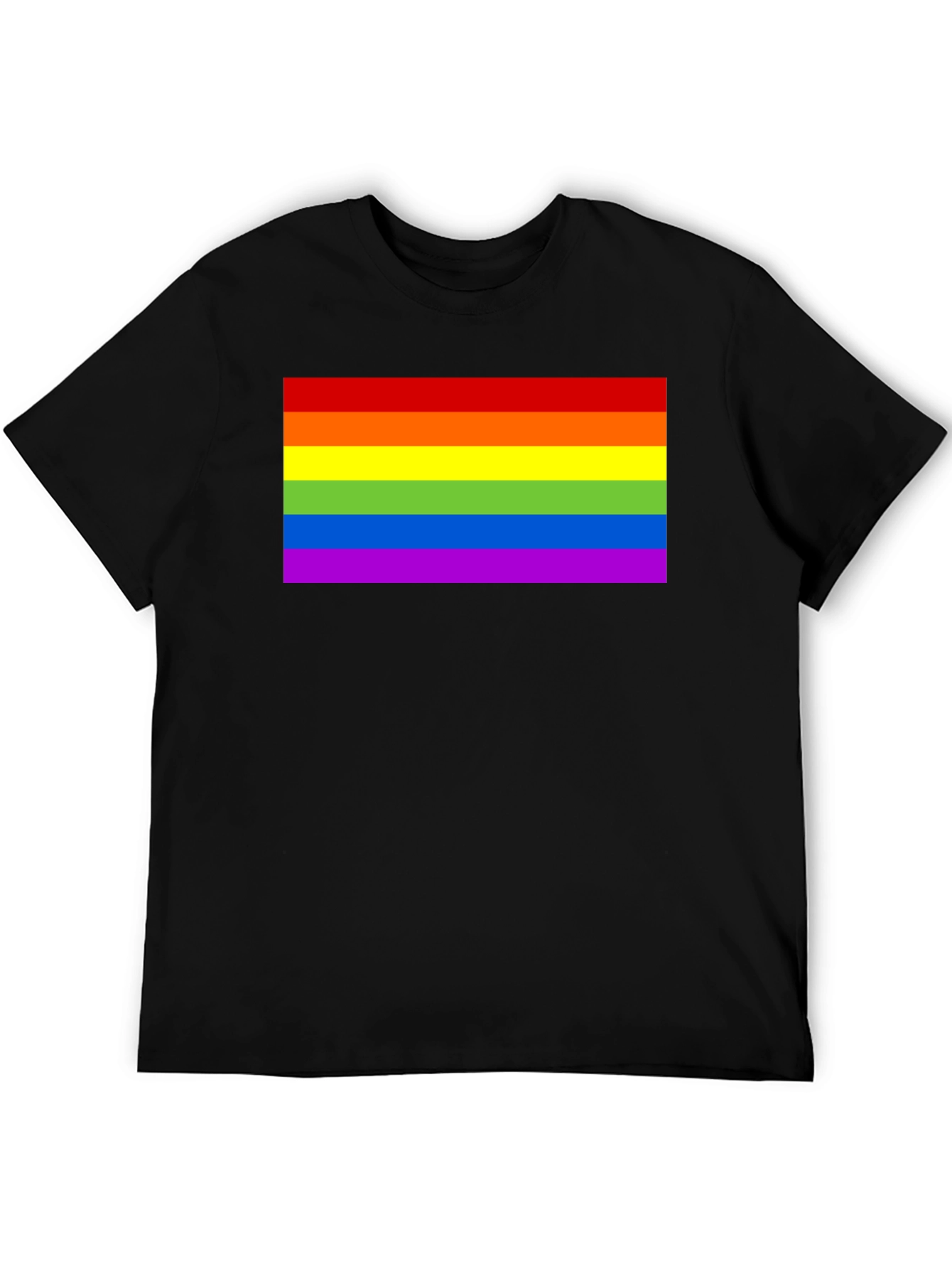 Pride Rainbow Flag Graphic Tee - Black Cotton T-Shirt