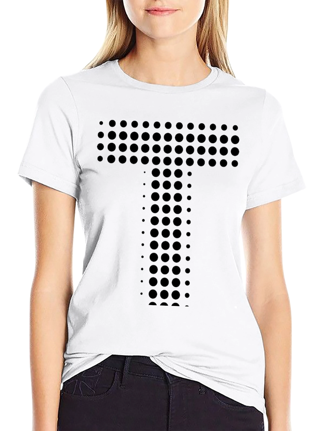 Modern Black Tee with Circle Letter Graphic