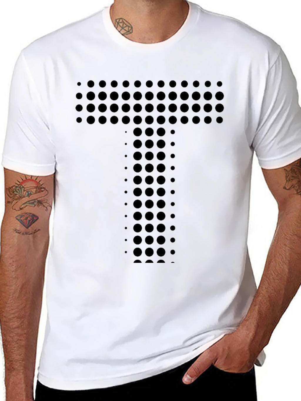 Modern Black Tee with Circle Letter Graphic