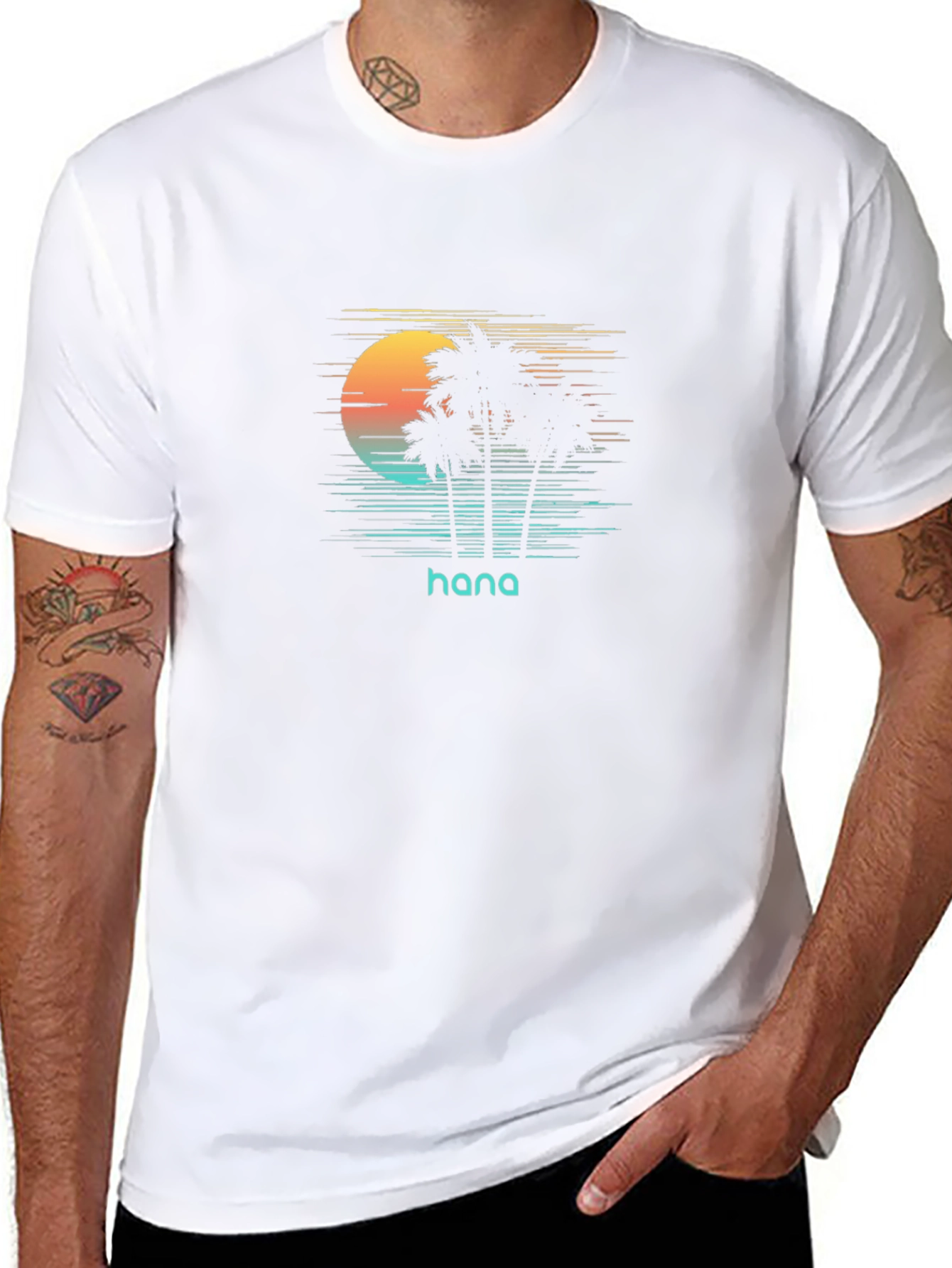 Hana Palm Tree Sunset Graphic Tee - Black