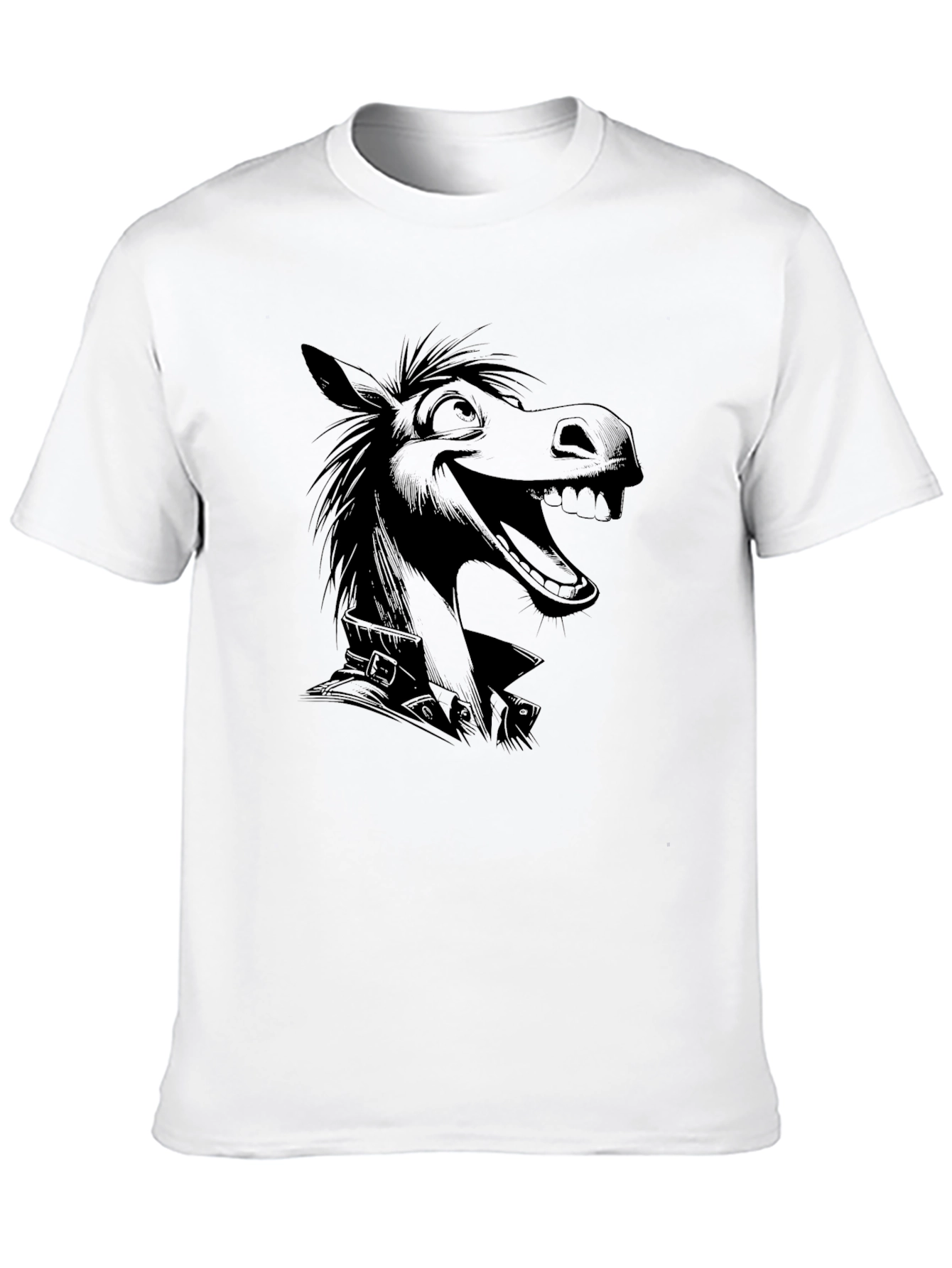 Cartoon Horse Graphic T-Shirt - Mens Black Tee