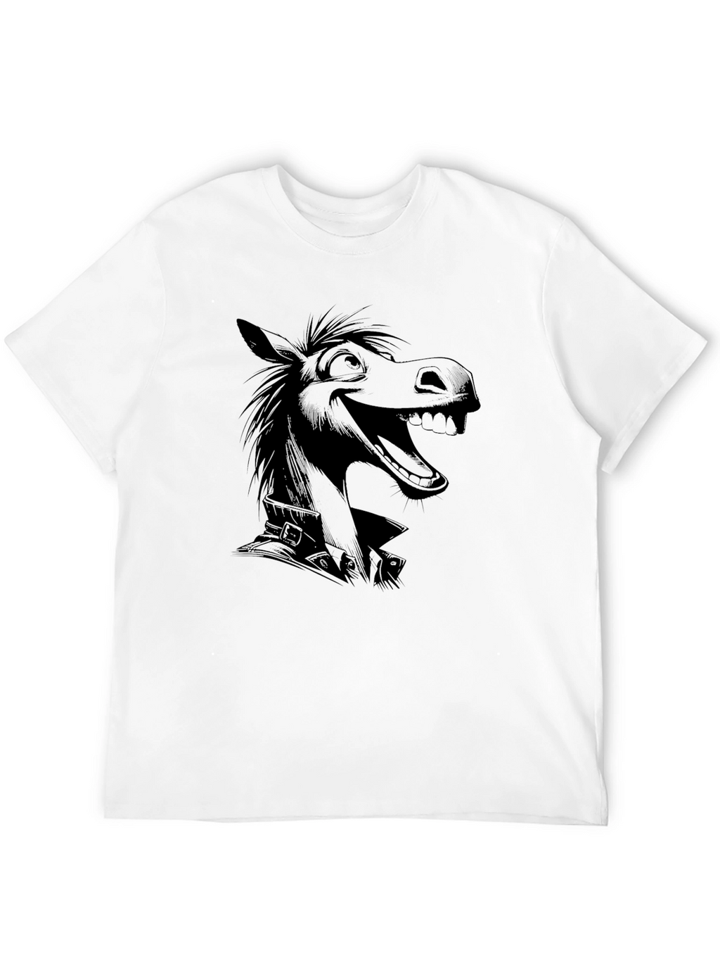 Cartoon Horse Graphic T-Shirt - Mens Black Tee