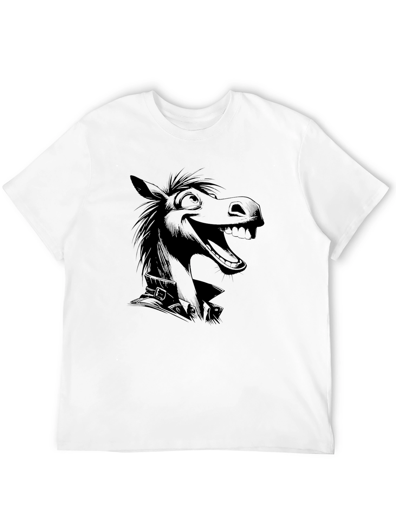 Cartoon Horse Graphic T-Shirt - Mens Black Tee