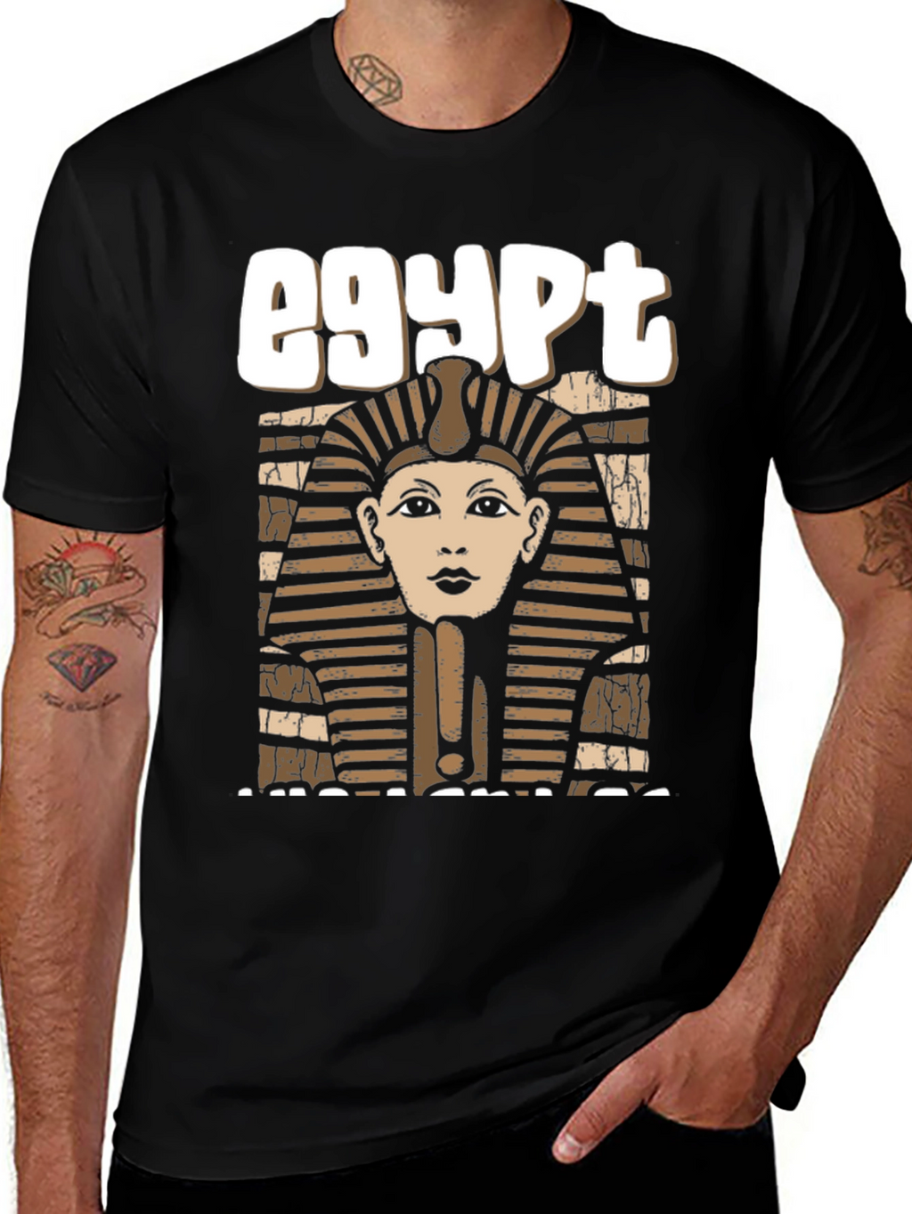 Egypt Pharaoh Graphic Tee - Black Cotton T-Shirt