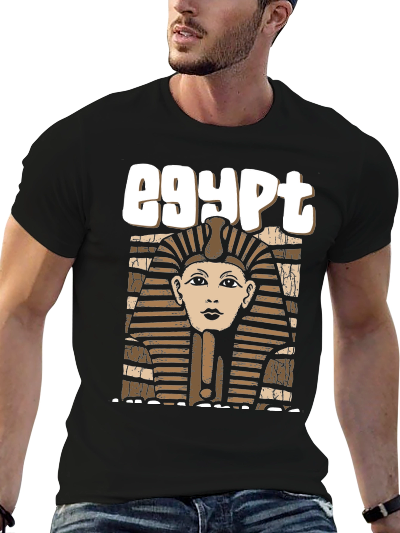 Egypt Pharaoh Graphic Tee - Black Cotton T-Shirt