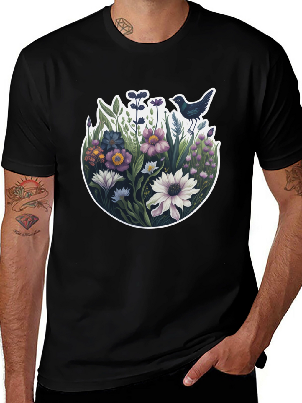 Floral Bird T-Shirt - Nature Inspired Design