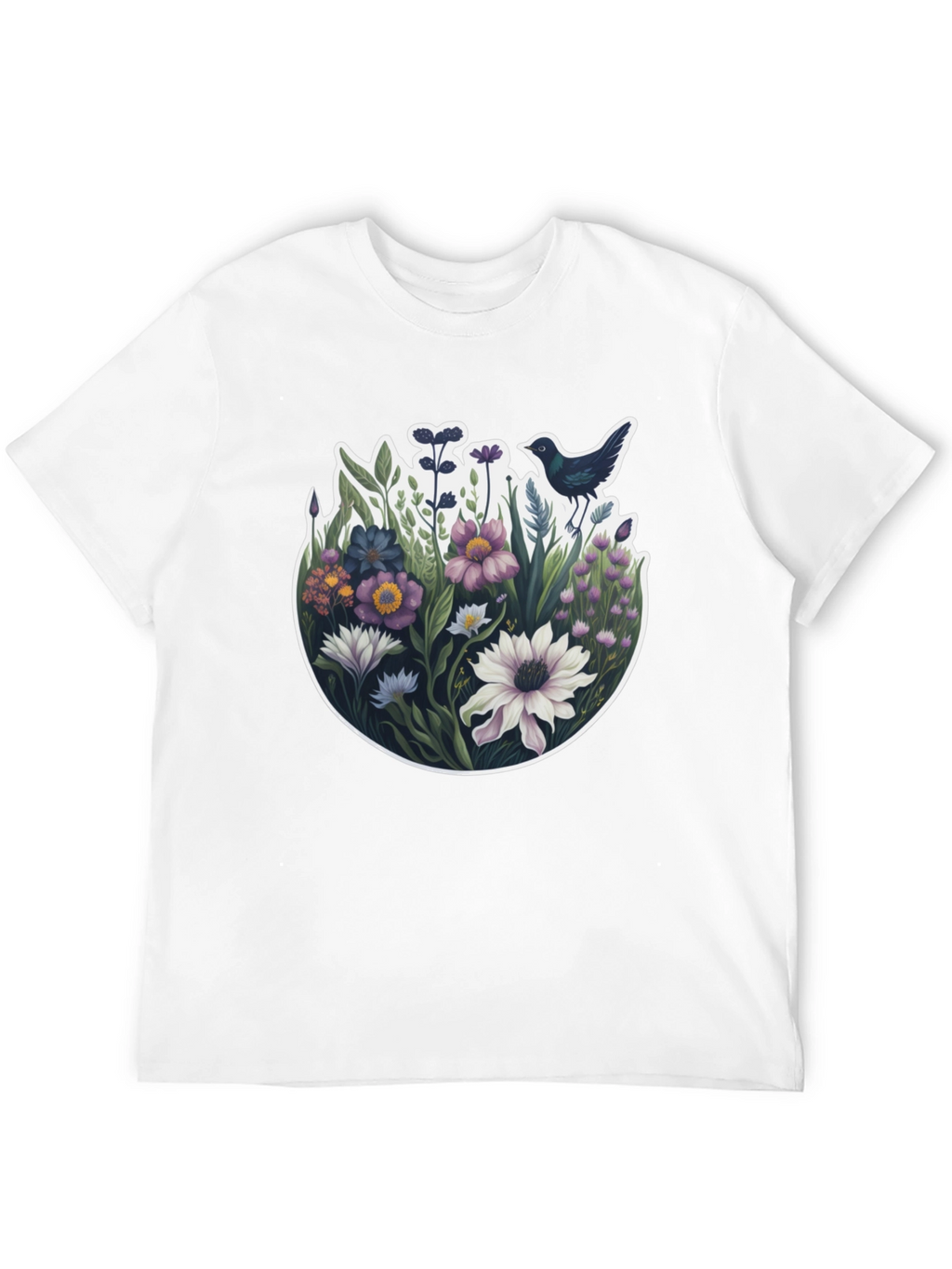 Floral Bird T-Shirt - Nature Inspired Design