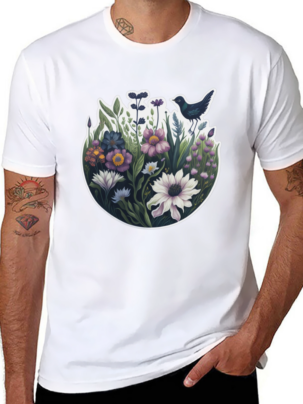 Floral Bird T-Shirt - Nature Inspired Design