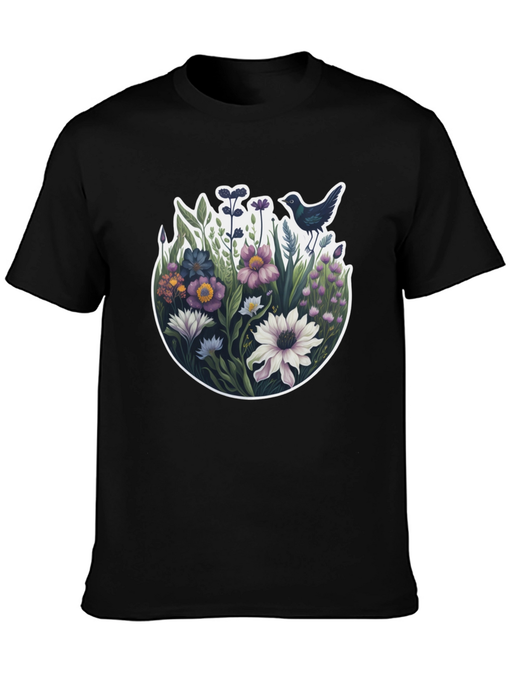 Floral Bird T-Shirt - Nature Inspired Design