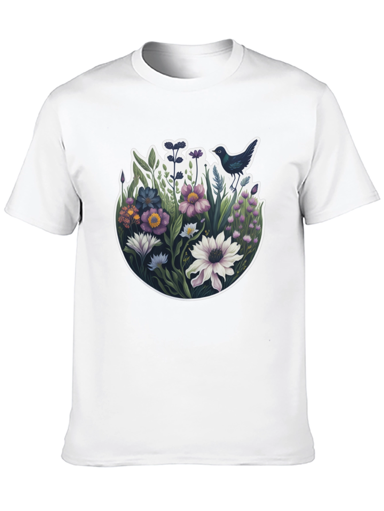 Floral Bird T-Shirt - Nature Inspired Design