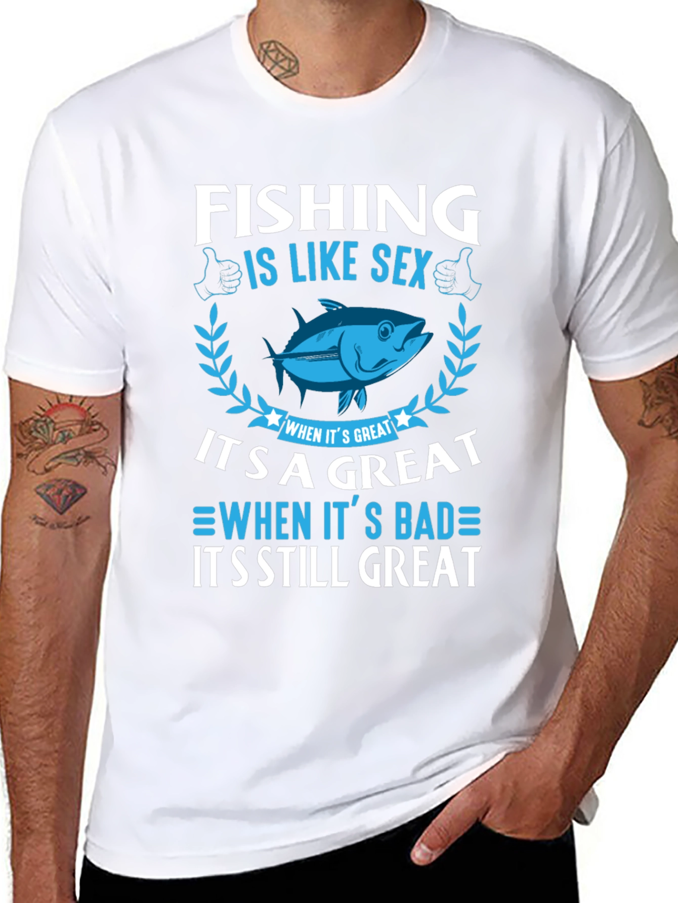 Fishing Is Like Sex Funny Graphic T-Shirt