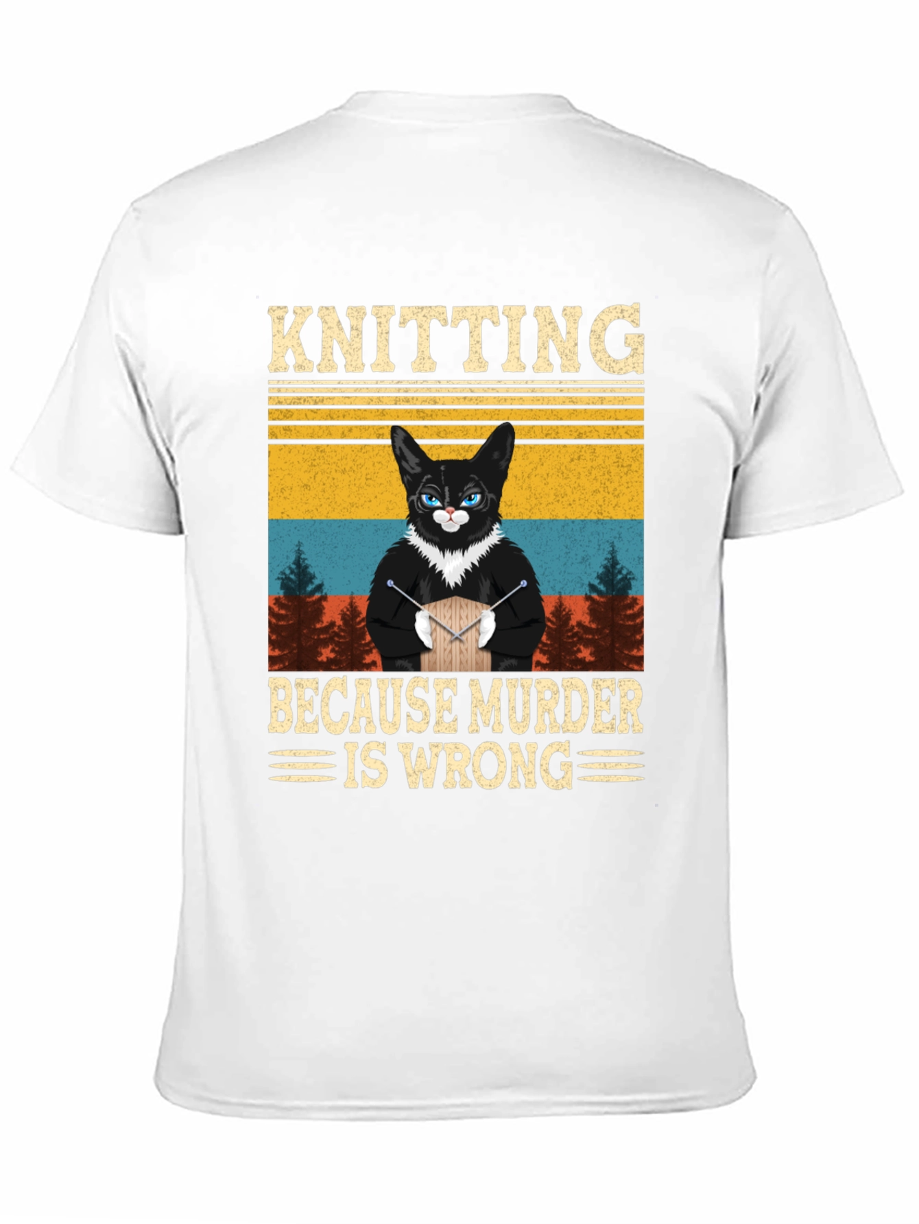 Knitting Because Murder Is Wrong Cat T-Shirt