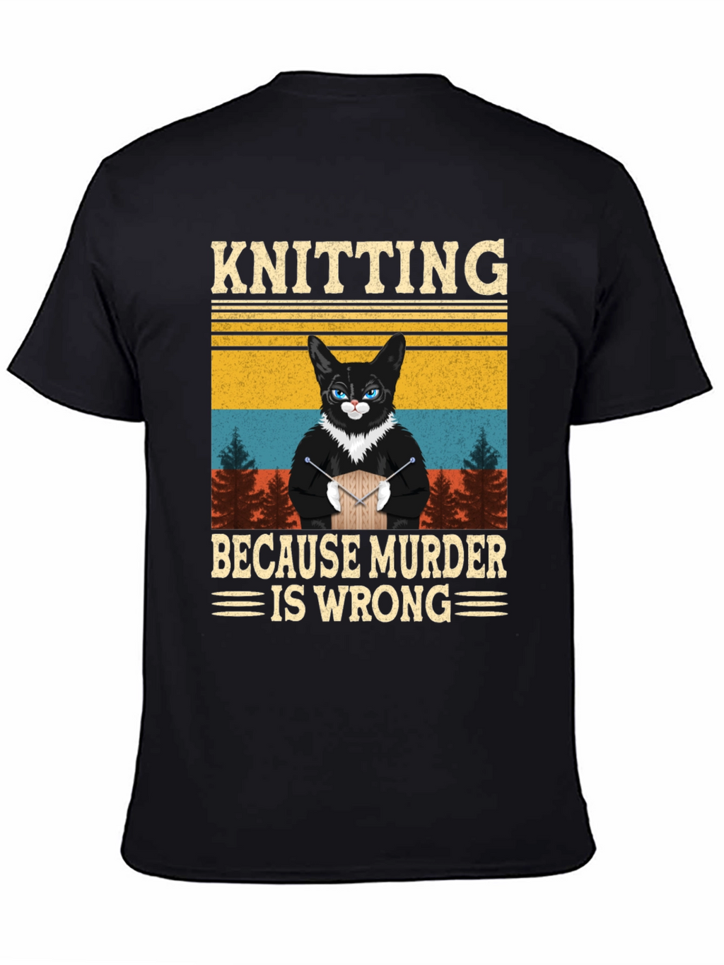 Knitting Because Murder Is Wrong Cat T-Shirt