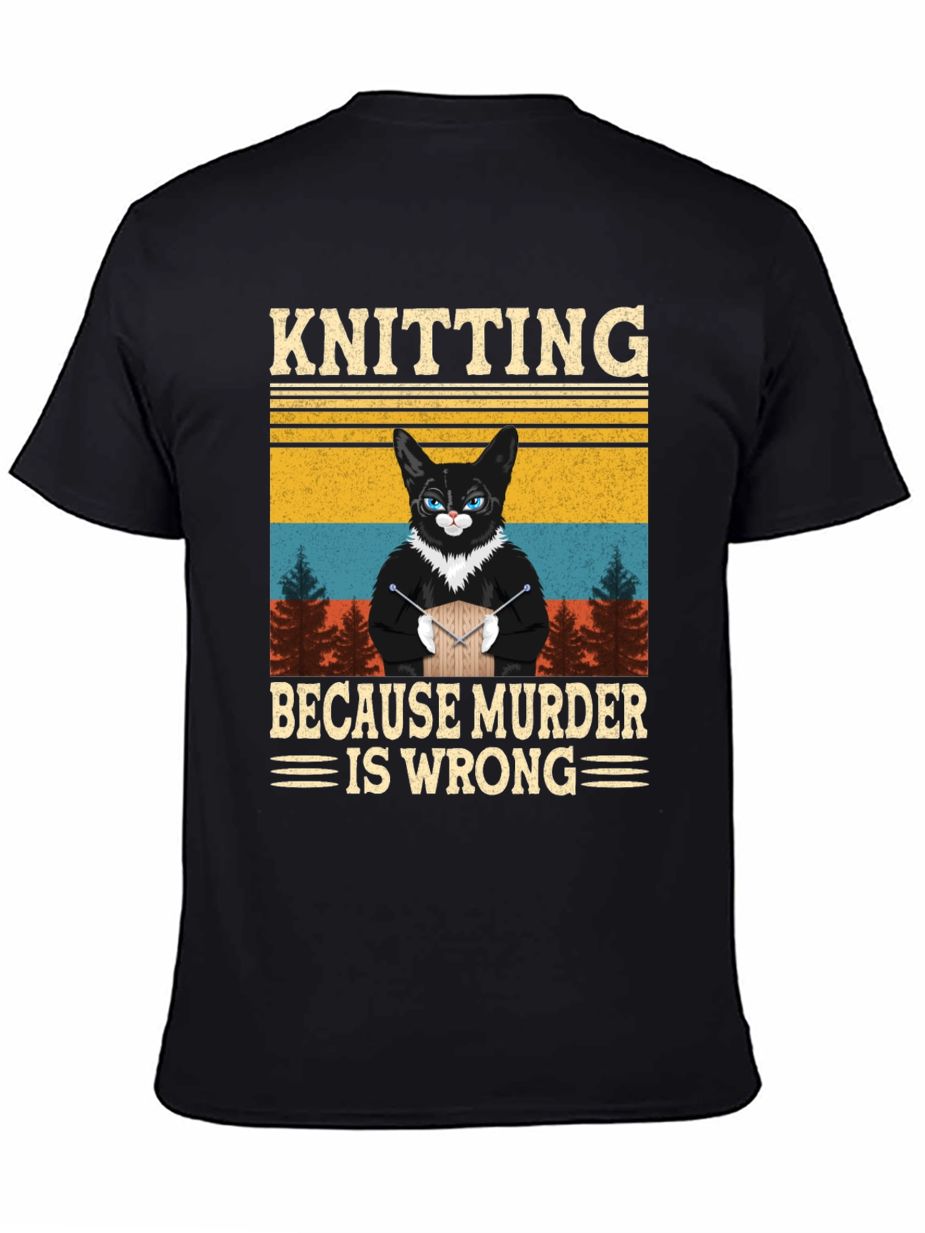Knitting Because Murder Is Wrong Cat T-Shirt