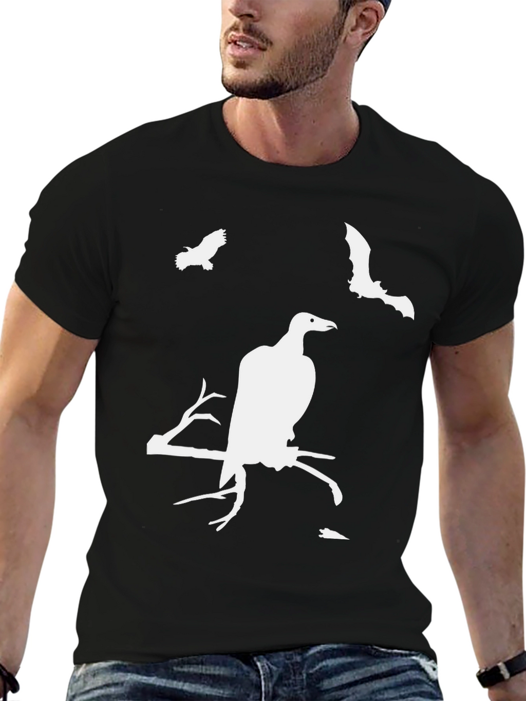 Creepy Bird Graphic T-Shirt - Halloween Ready!