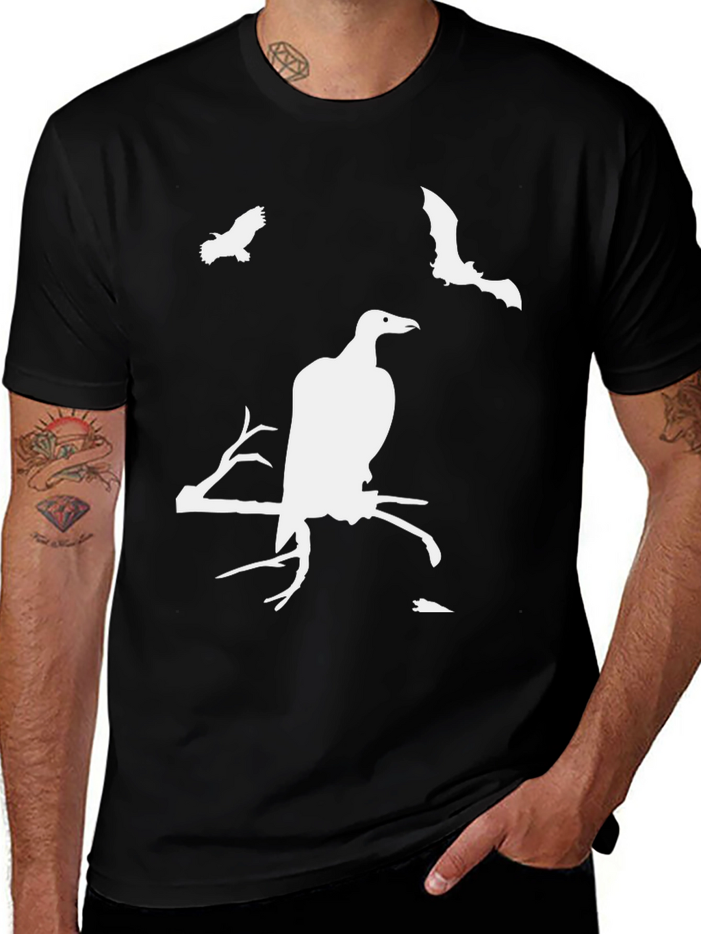 Creepy Bird Graphic T-Shirt - Halloween Ready!