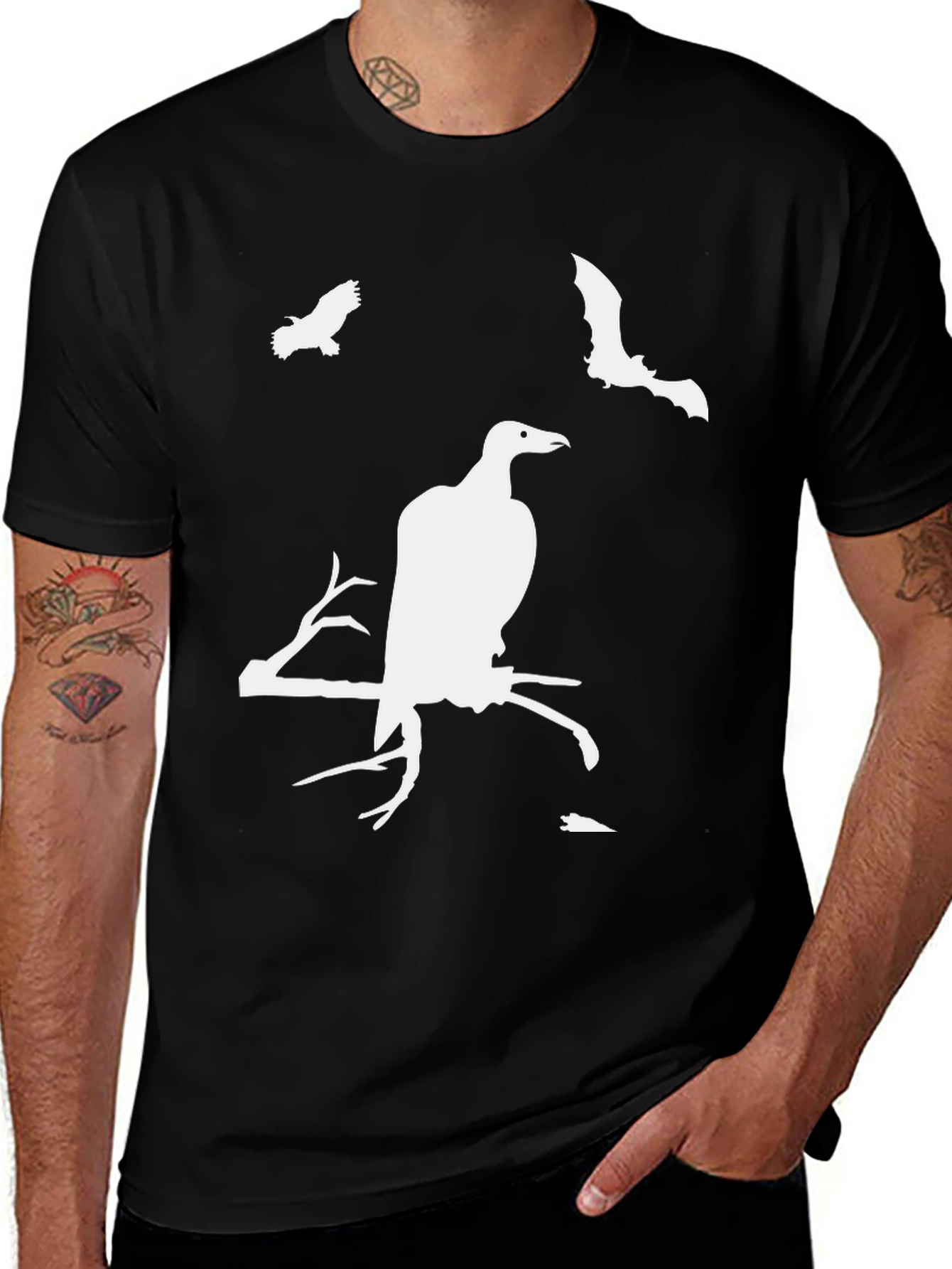 Creepy Bird Graphic T-Shirt - Halloween Ready!