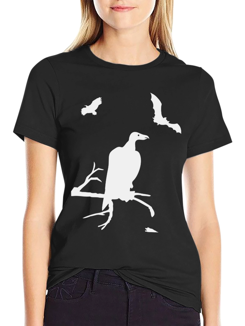 Creepy Bird Graphic T-Shirt - Halloween Ready!