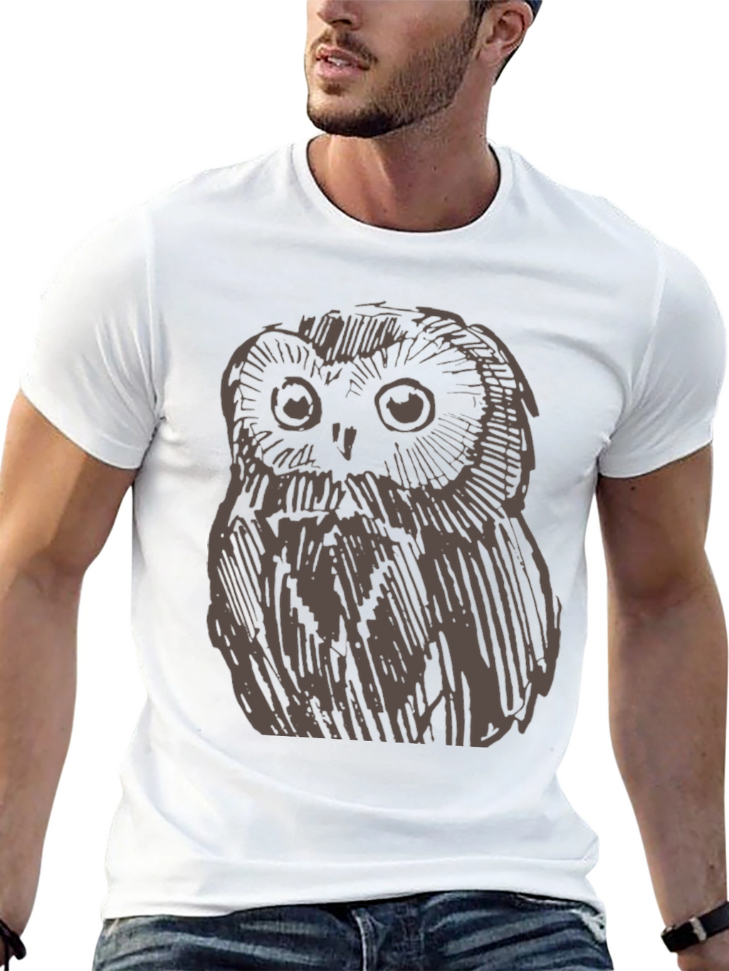 Owl Graphic Print Black Tee