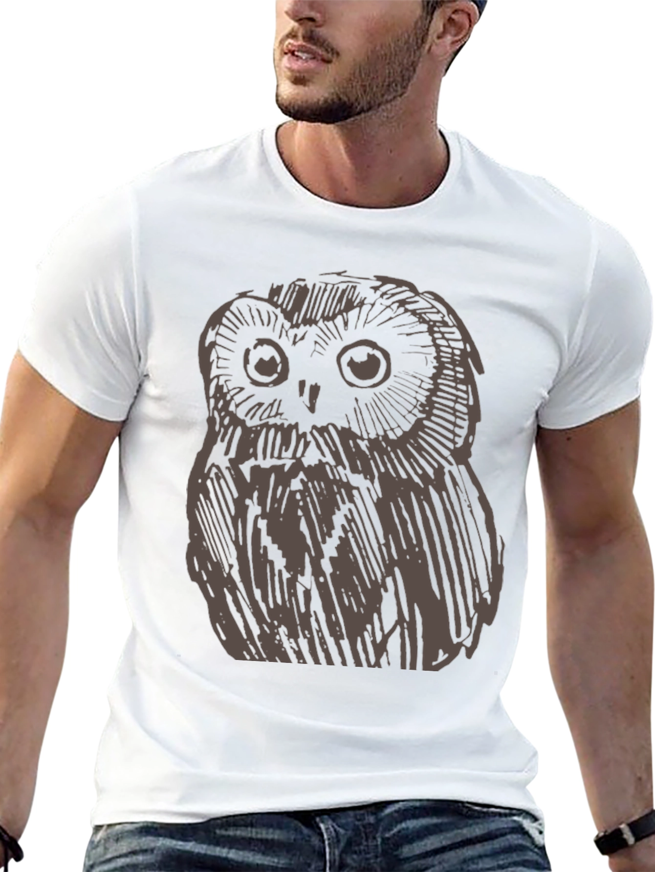 Owl Graphic Print Black Tee