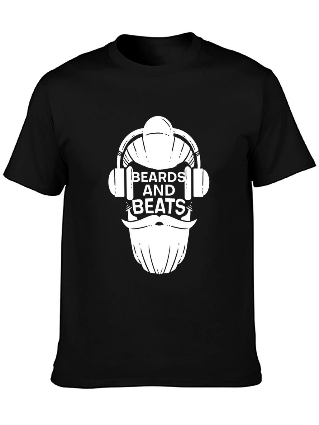 Beards and Beats Graphic Tee - Black Cotton T-Shirt