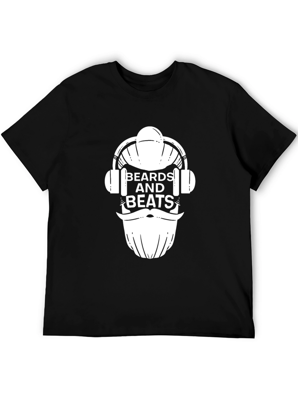 Beards and Beats Graphic Tee - Black Cotton T-Shirt
