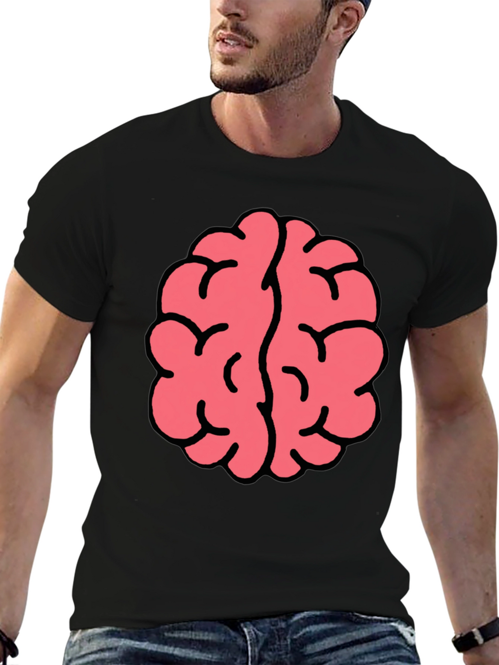 Brain Graphic Tee - Black Cotton Blend