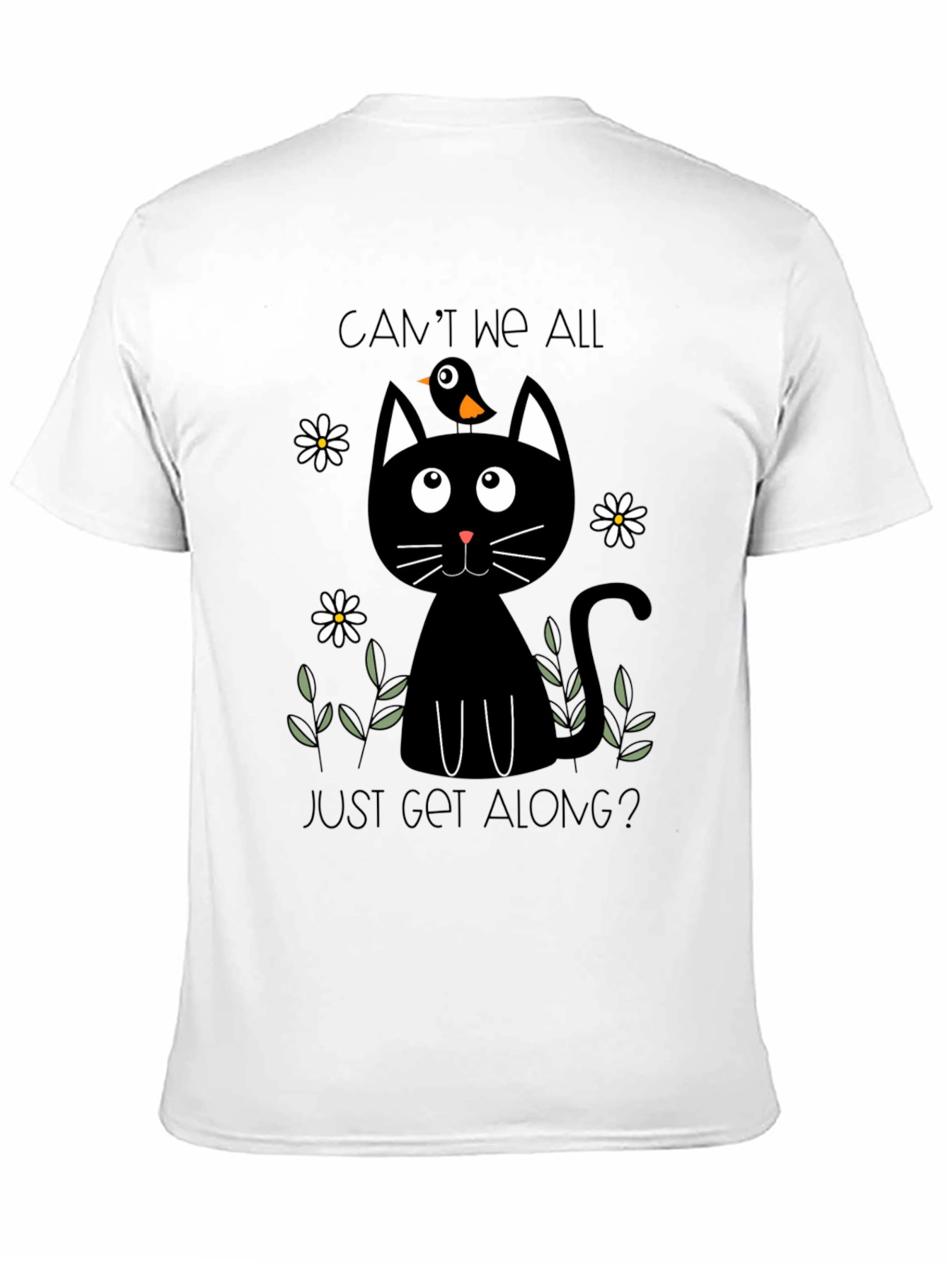 Cant We All Just Get Along? Black Cat T-Shirt